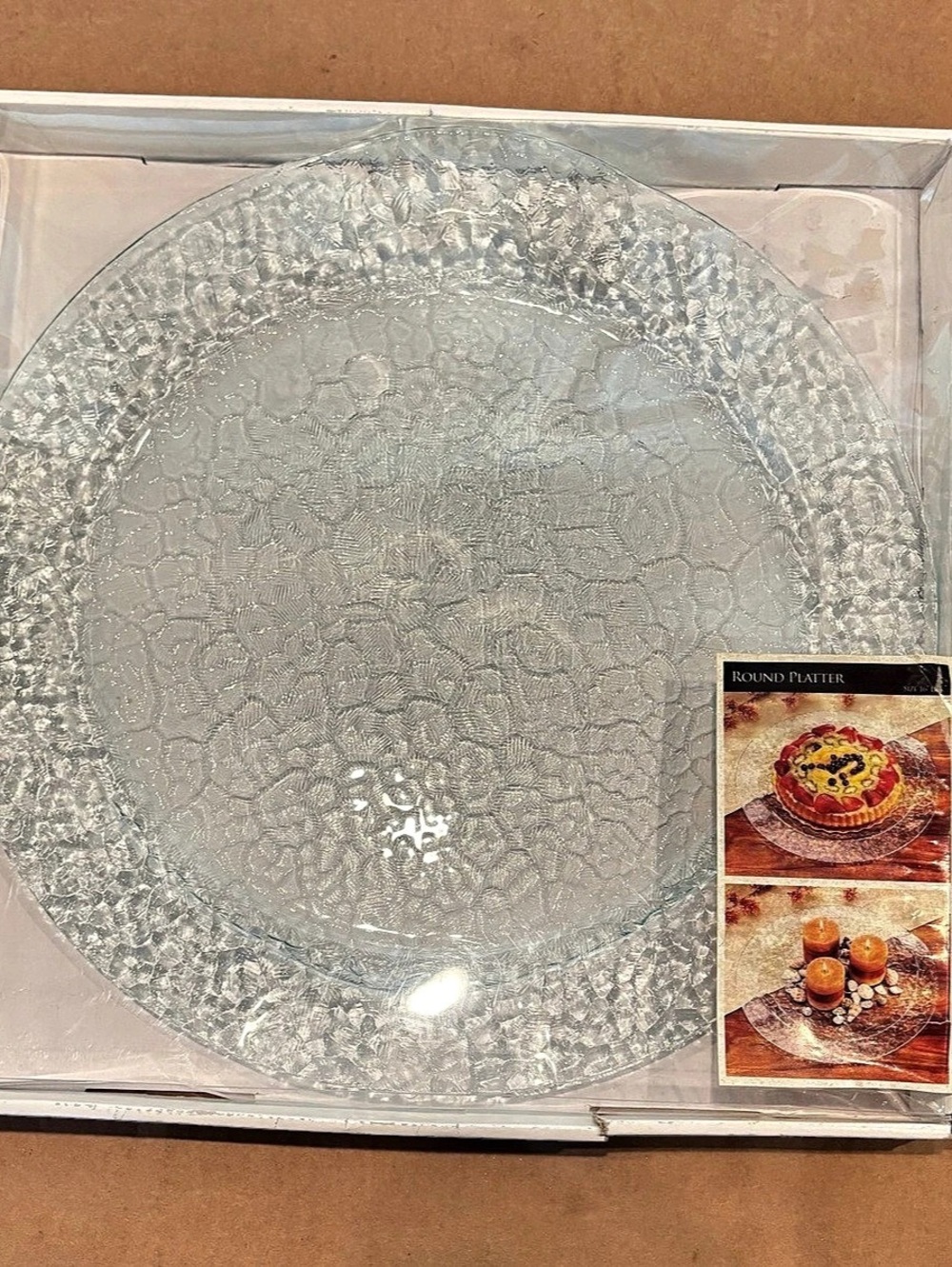 Round Platter Clear Glass Geometric Platter